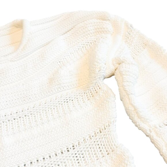 Helmut Lang Pullover Chunky Knit White Sweater Cropped Stretch Size Small Womens - Picture 4 of 12